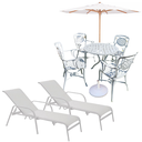 Ver imagem 1 de Kit Havana Móveis Piscina Mesa 4 Cadeiras Área Externa 2 Espreguiçadeiras Aluminio e Ombrelone