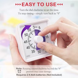 Secura Timer Visual de 60 Minutos para Sala de Aula e Estudo (roxo e Branco) - 2