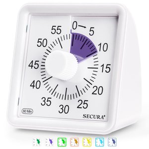 Secura Timer Visual de 60 Minutos para Sala de Aula e Estudo (roxo e Branco)