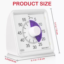 Secura Timer Visual de 60 Minutos para Sala de Aula e Estudo (roxo e Branco) - 7
