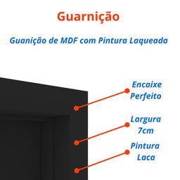 Kit Porta de Madeira 210x80cm Lisa Laqueada Esquerda Moldufama  - 6