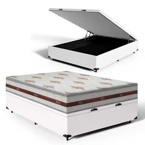 Cama Box Baú com Colchão de Molas Ensacadas Anjos Classic Viúva 128cm
