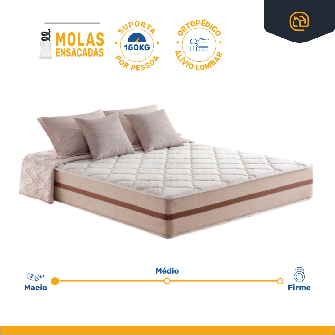 Cama Box Baú Viúva + Colchão de Molas Ensacadas Anjos Classic 128cm - 3