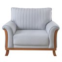 Ver imagem 2 de Poltrona Clássica Vitoria em Linho com Base e Pés de Madeira