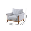 Ver imagem 4 de Poltrona Clássica Vitoria em Linho com Base e Pés de Madeira