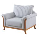 Ver imagem 1 de Poltrona Clássica Vitoria em Linho com Base e Pés de Madeira