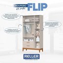 Ver imagem 3 de Dormitório Infantil Flip Guarda Roupa 3 Portas, Cômoda 1 Porta e Berço Areia Fosco com Colchão