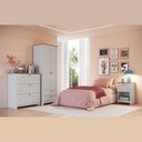 Ver imagem 1 de Conjunto Quarto Solteiro Completo 3 Peças 2 Portas 6 Gavetas Americano Cor Branco - Decibal Móveis