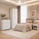 Ver imagem 1 de Conjunto Quarto Completo Solteiro 3 Peças 2 Portas 6 Gavetas Branco - Decibal Móveis