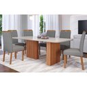 Ver imagem 1 de Conjunto: Mesa Sala Jantar Ester C/ Tampo Madeirado C/ Vidro 180x90cm e 6 Cadeiras Paola Nature-