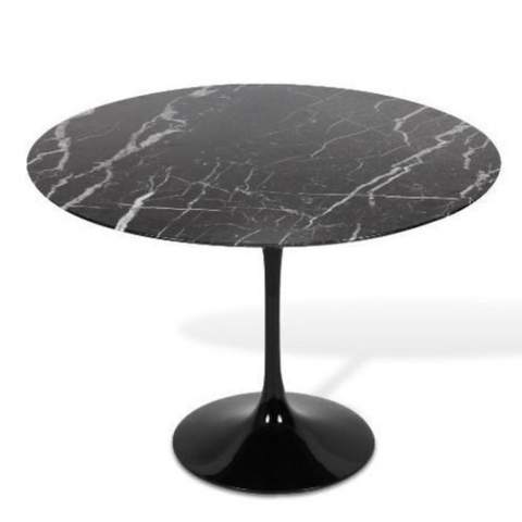 Mesa de Jantar Tulipa Saarinen Redonda 140 Cm Mármore Nero