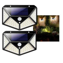 Arandela Luminária com 100 Leds Solar a Prova D'água - 1