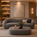 Ver imagem 2 de Kit Sofá + Puf Star 190 cm Orgânico 2 Lugares Sala Recepção:Cinza Escuro