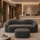 Ver imagem 3 de Kit Sofá + Puf Star 190 cm Orgânico 2 Lugares Sala Recepção:Cinza Escuro