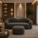 Ver imagem 4 de Kit Sofá + Puf Star 190 cm Orgânico 2 Lugares Sala Recepção:Cinza Escuro