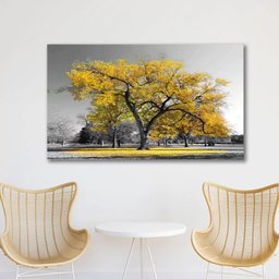 Quadro Decorativo Floral Ipe Amarelo para Sala Hall em Tecido Canvas 55x100 - 2