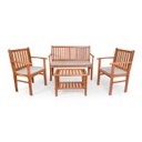 Ver imagem 1 de Conjunto jardim PREMIUM madeira de LEI 3 bancos e 1 Mesa de centro com Estofado Bege Área Externa