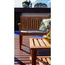 Ver imagem 3 de Conjunto jardim PREMIUM madeira de LEI 3 bancos e 1 Mesa de centro com Estofado Bege Área Externa
