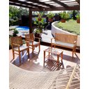 Ver imagem 4 de Conjunto jardim PREMIUM madeira de LEI 3 bancos e 1 Mesa de centro com Estofado Bege Área Externa