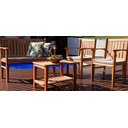 Ver imagem 2 de Conjunto jardim PREMIUM madeira de LEI 3 bancos e 1 Mesa de centro com Estofado Bege Área Externa