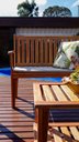 Ver imagem 3 de Conjunto Jardim Premium Madeira de Lei 3 Bancos e 1 Mesa de Centro com Estofado Bege Área Externa