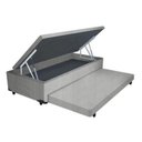 Ver imagem 1 de Cama Box Baú Solteiro com Auxiliar Espuma Suede Cinza 56x88x188