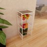 Fruteira Suporte de Chão para Cozinha Tampo Madeira Mdf 3 Cestos em Aço Estilo Industrial Branco - 4