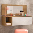 Ver imagem 2 de Penteadeira Suspensa Maquiagem com Espelho Moderna MDP-MDF Nature Off White