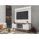 Ver imagem 1 de Rack + Painel Pr 1.40m Estilo Retrô para Tv até 55'' Cor Branco / Cinamomo
