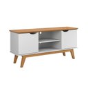 Ver imagem 2 de Rack + Painel Pr 1.40m Estilo Retrô para Tv até 55'' Cor Branco / Cinamomo