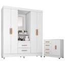Ver imagem 1 de Guarda Roupa Casal Capela Com cômoda Lite 4 Gavetas e 2 Portas branco Brilho - Móveis Leão