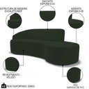 Ver imagem 3 de Sofá Living 2 Lugares 180cm Braço Esquerdo Mozart D06 Veludo Verde - Mpozenato