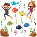 Ver imagem 3 de Adesivo Box de Banheiro e Parede Infantil Nadadores Oceano
