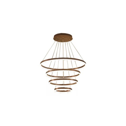 Pendente 4 Anéis Marrom Escovado 100cm Led 115w 3500k Bivolt Cabo de 4 Metros Paris Luz