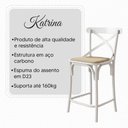 Ver imagem 4 de Banqueta Baixa Katrina Assento Bege Courino Estrutura em Aço Branco com Encosto Fixo