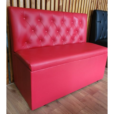 POLTRONA SOFA BOOTH CAPITONE COSTURADO VERMELHA