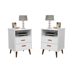 Kit 2 Criado Mesa de Cabeceira Decore Itália: Branco - 1