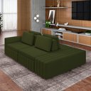 Ver imagem 1 de Sofá Ilha com Encosto e Almofadas Móveis Olimpo 265cm Modulado Linho Verde G45 - Gran Belo