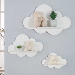 Decoração Infantil Prateleiras Nuvem Nicho 3 UN Quarto Branco INDÚSTRIA FENIX - 1
