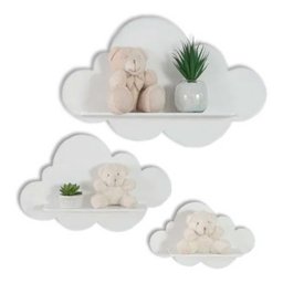 Decoração Infantil Prateleiras Nuvem Nicho 3 UN Quarto Branco INDÚSTRIA FENIX - 2