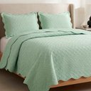 Ver imagem 1 de Kit Cobre Leito Mosaico Queen Percal 300 Fios Colcha Matelassê Alto Relevo 3 Peças Verde