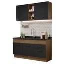 Ver imagem 2 de Cozinha Compacta Madesa Agata 150002 com Armário e Balcão (Sem Tampo e Pia) Rustic/Preto Cor:Rustic