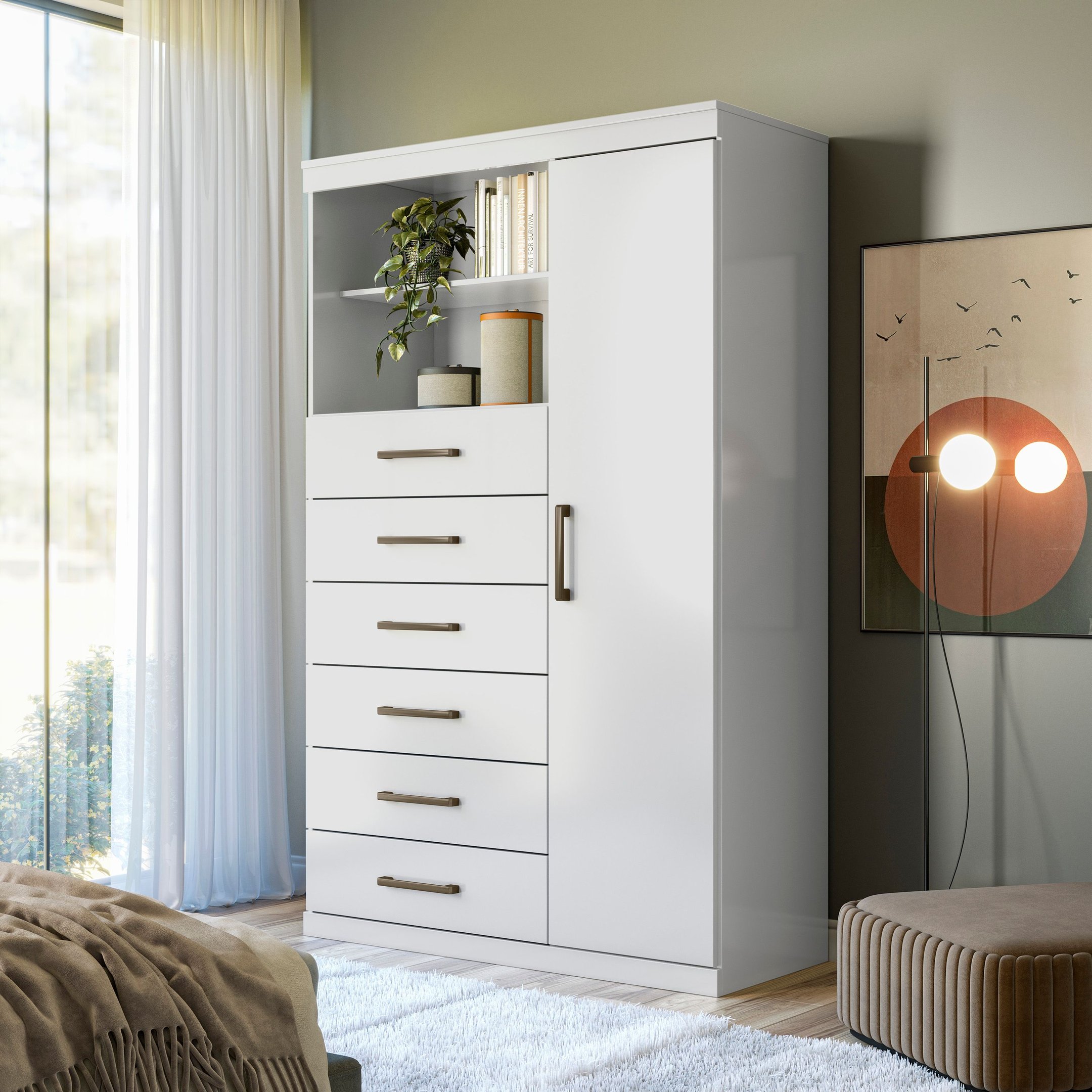 Multi-Cômoda 1 Porta 6 Gavetas Marabá | MadeiraMadeira