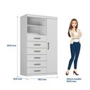 Ver imagem 4 de Multi-Cômoda 1 Porta 6 Gavetas Marabá