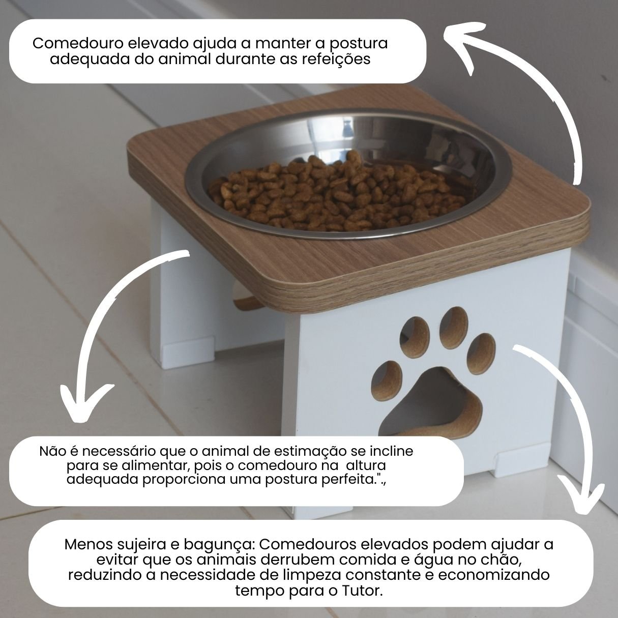 Comedouro Elevado Cachorro Pet Mdf Inox - 3