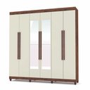 Ver imagem 1 de Guarda Roupa Casal 6 Portas com Espelho Elegance 1003791 Imbuia Champanhe Vila Rica