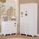 Ver imagem 1 de Quarto de Bebê Completo com Guarda Roupa 3 Portas Cômoda Bolinha 4 Gavetas 100% Mdf