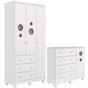 Ver imagem 2 de Quarto de Bebê Completo com Guarda Roupa 3 Portas Cômoda Bolinha 4 Gavetas 100% Mdf