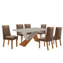 Ver imagem 2 de Mesa de Jantar Yasmin 180cm Tampo MDF Vidro Canto Copo com 6 Cadeiras Yasmin