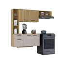 Ver imagem 2 de Cozinha Compacta 5 Portas 1 Gaveta Impressão Ripado Isis Yescasa Marrom/Damasco/Offwhite